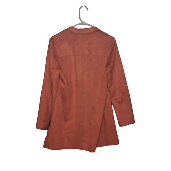 Long Orange/Red Faux Suede Leather Jacket size M/L - Picture 3 of 6